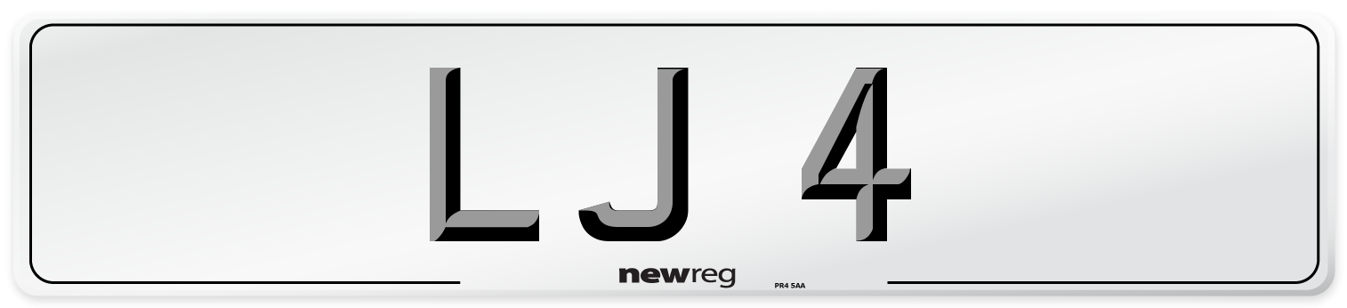 LJ 4 Number Plate from New Reg